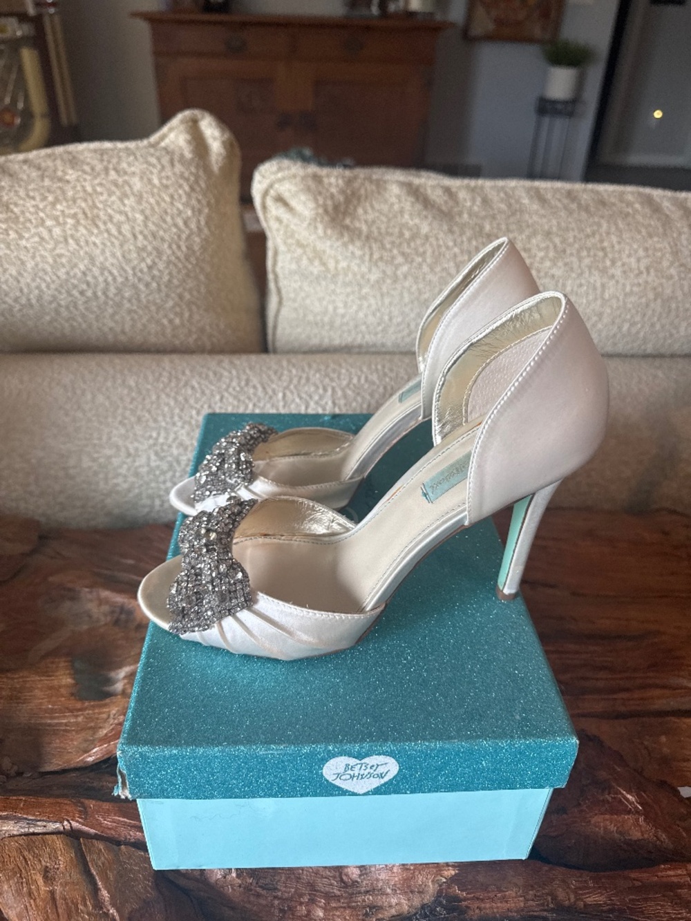 Betsey Johnson peep toe wedding shoes
